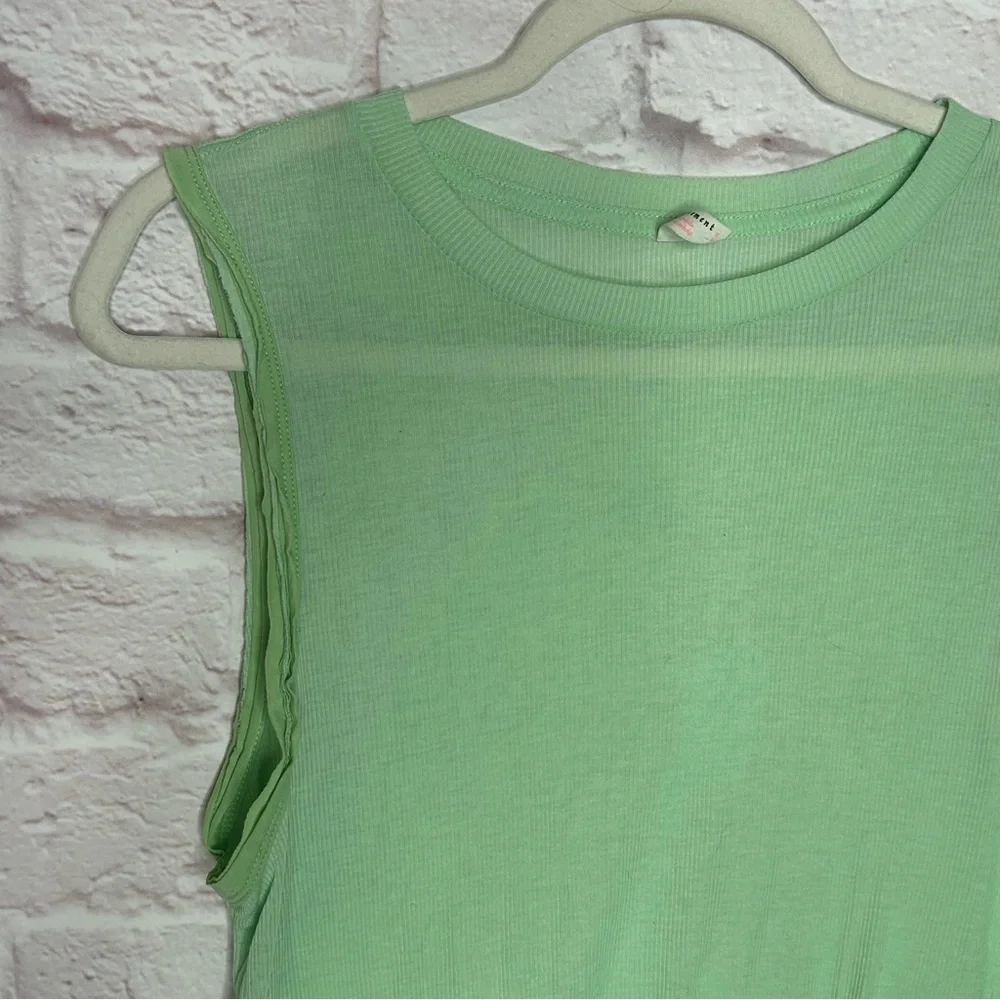Free People Women's Green Mist Ribbed Om Crew Neck Tank Top